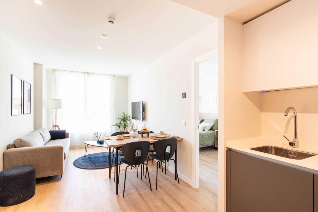 salon comerdor y cocina bext valdebebas madrid | Bext Space| apartamentos en madrid para vacaciones